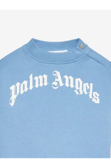 Palm Angels Baby Boys Curved Logo Sweatshirt in Blue