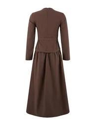 Brown Woven Hijab Dress - 5