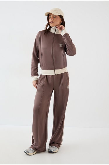 DSGN Studio Tricot Contrast Zip Through Track Jacket - taupe