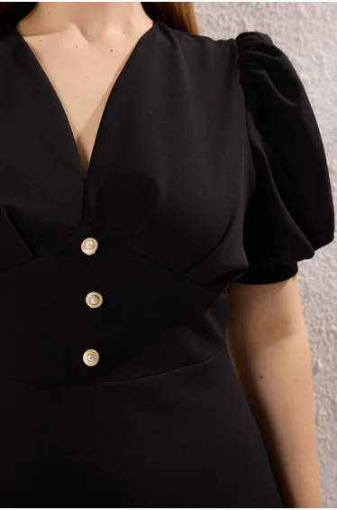 Black Finike Woven Plus Size Dress