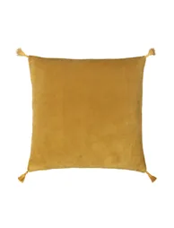 غطاء وسادة مخمل بشراشيب