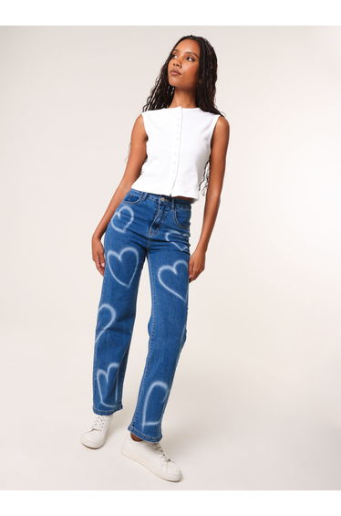 Spray Heart Detail Jeans