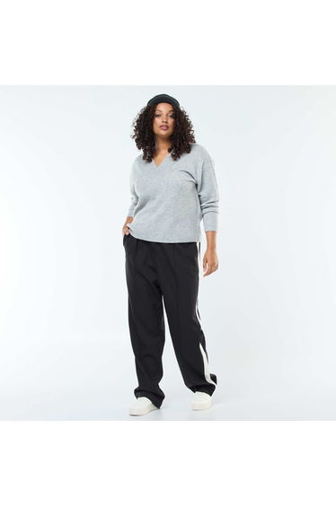 Chunky Knit V-Neck Sweater GREY