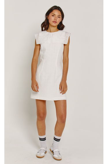 Ivory Broderie Collar Mini Dress