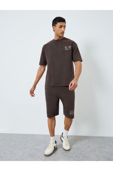 Men Oversized Acid Washed T-Shirt and Shorts Co-Ords