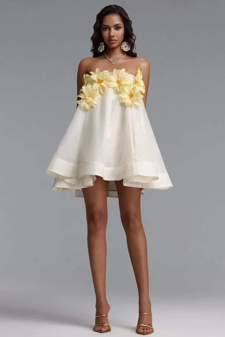 Johe Resort Flowy Sleeveless Floral Organza Mini Dress
