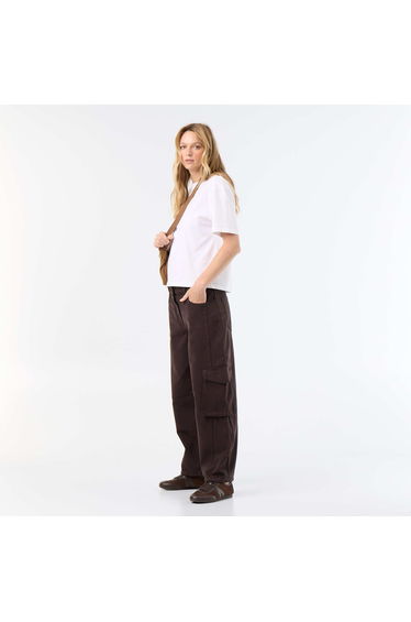 Balloon pants with flap pocket BROWN