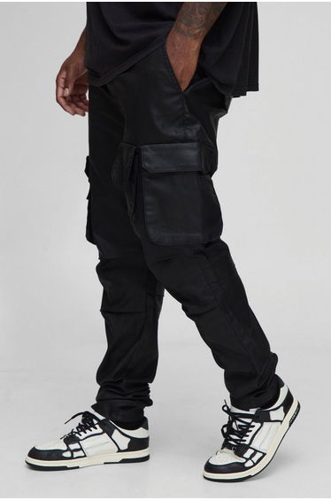 Plus Leather Look Skinny Extreme Cargo Pocket Trousers