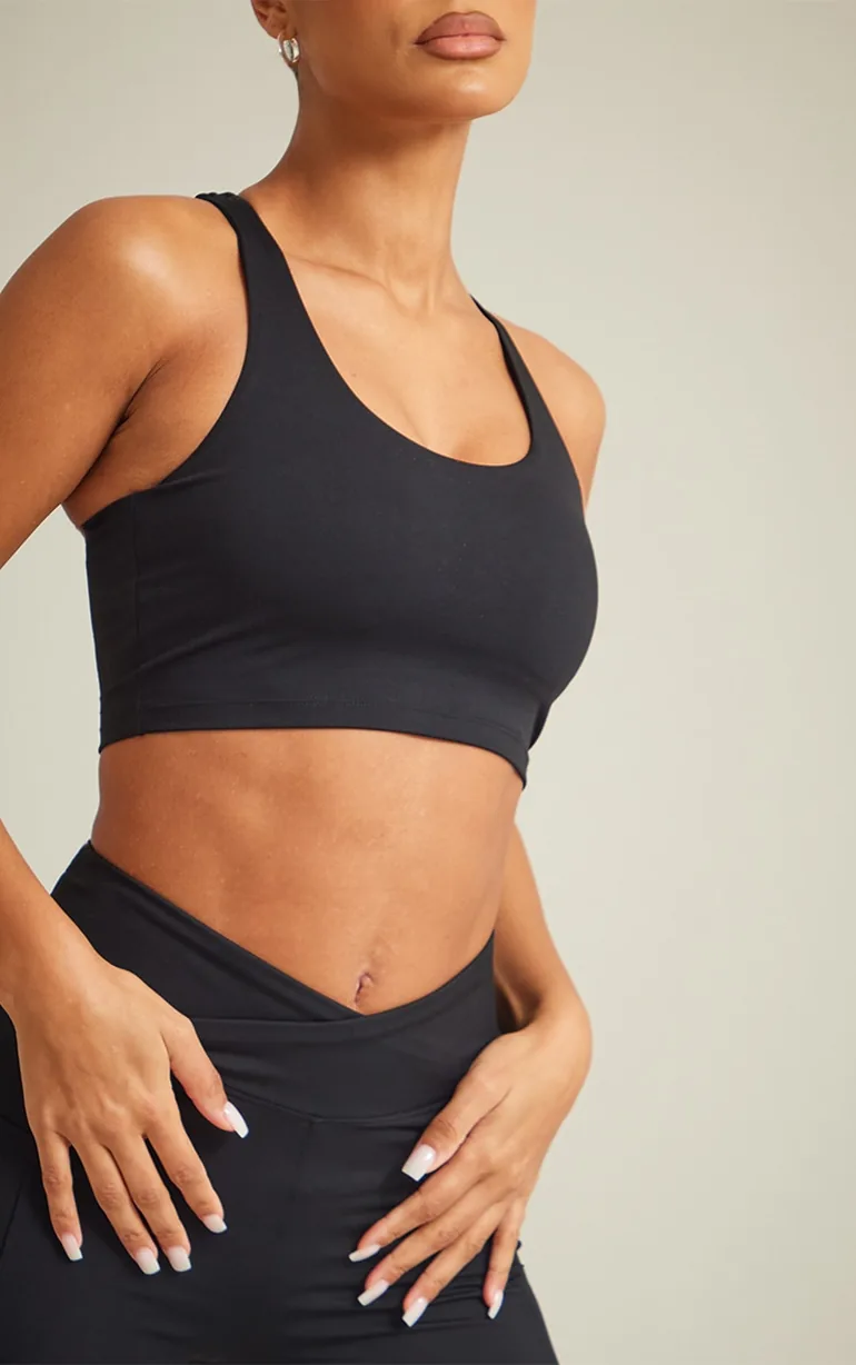 Black Sculpt Double Layer Padded Sports Bra - 3