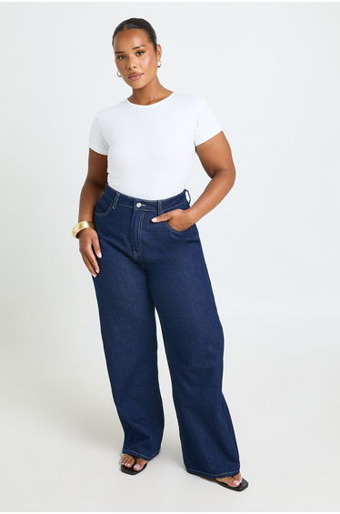 Plus Basic Short Sleeve Crew Neck Bodysuit - white