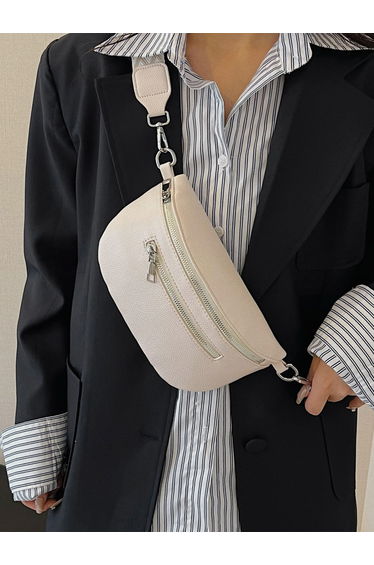 Solid Zip Closure Crossbody Bag