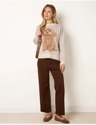 Knitted Round Neck Dog Jumper - 1