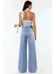 Wide Leg Raw Denim Jeans - 5
