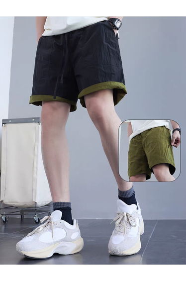 Loose Fit Reversible Shorts with Drawstring