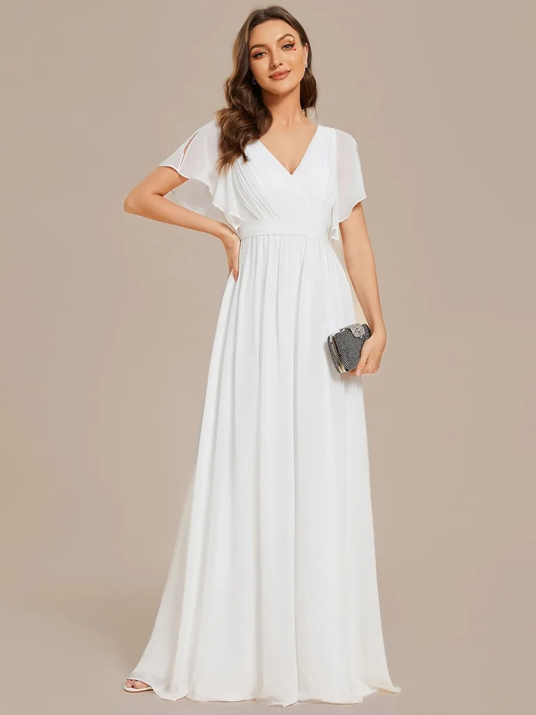 pretty LEORA|Plus Size Chiffon Tie-Waist Evening Dress