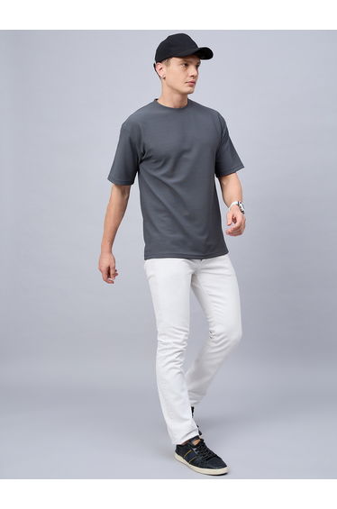 Grey Textured Oversized T-Shirt
