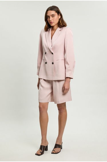 Polished Linen Blend Tailored Knee Short