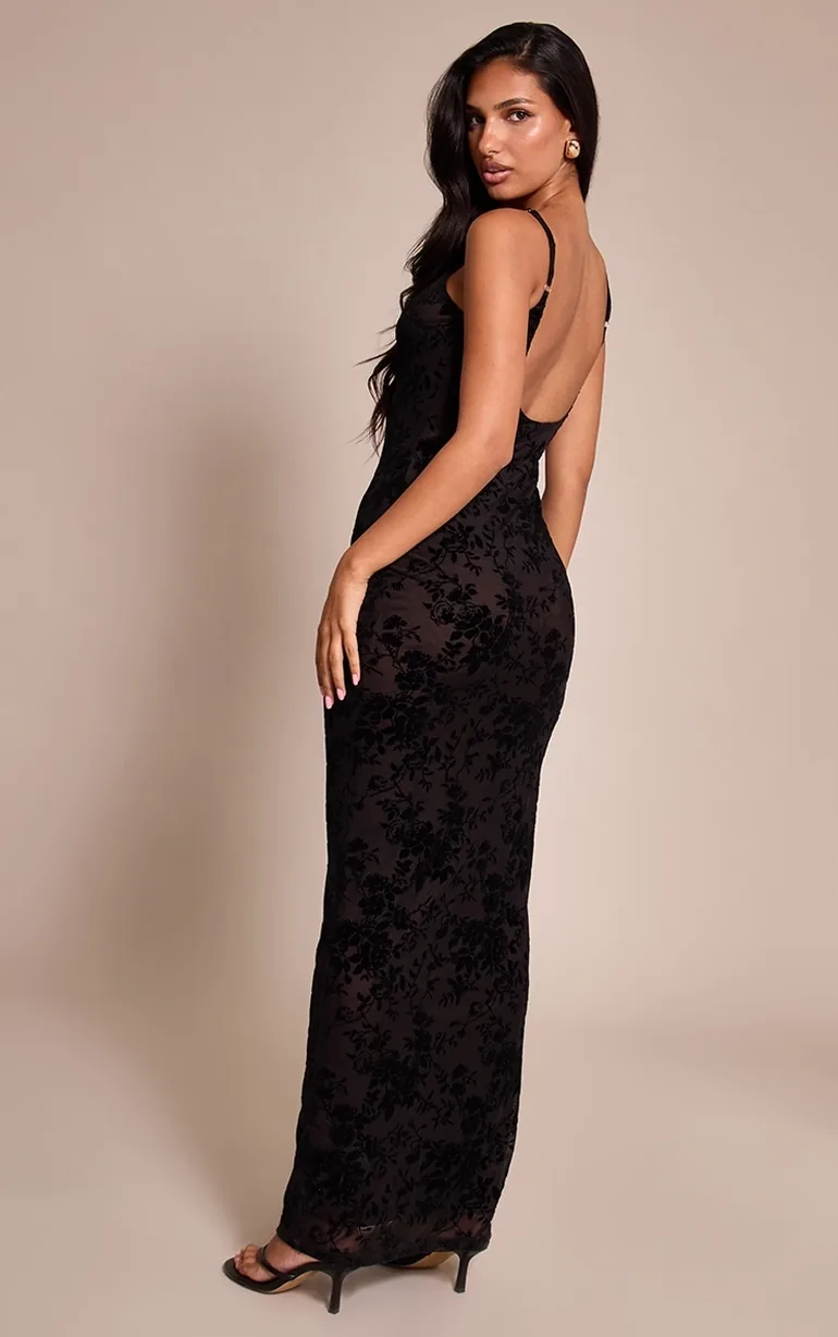 Black Devoure Strappy Bodycon Maxi Prettylittlething Black : Evening Dresses  : VogaCloset Oman