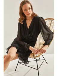 Bianco Lucci Black Mermaid Mini Dress - 4