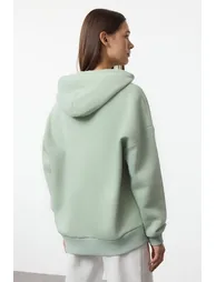 Mint Oversize/Relaxed Cut Zippered Thick Polar Fleece Knitted Sweatshirt - 1