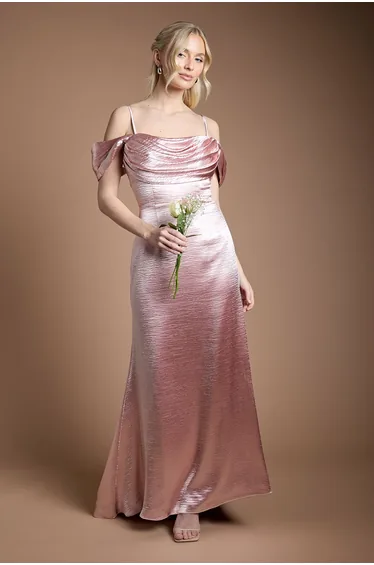 High Gloss Drape Cowl  Maxi Dress