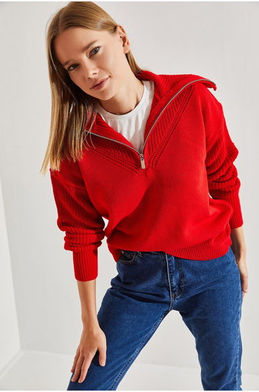 -i Women's Turtleneck Zipper Knitwear Sweater