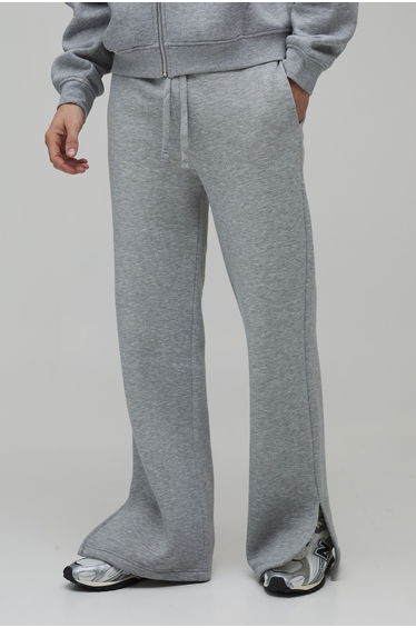 Baggy Fit Split Hem Joggers - grey marl