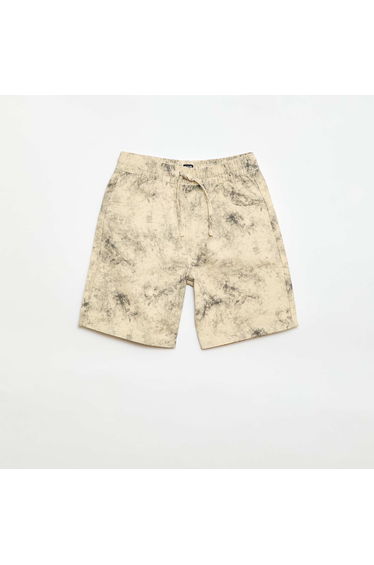 Straight-Cut Bermuda Shorts with Elasticated Waist BEIGE