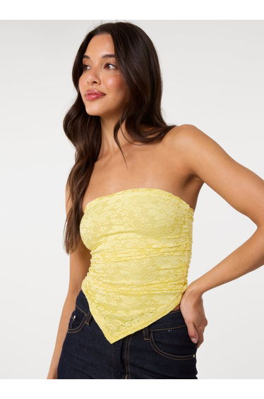 Bandeau Ruched Side Lace Top