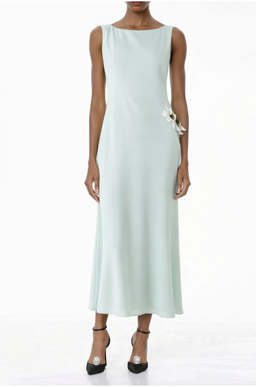 Zinnia Green Cut-Out Maxi Dress with 3D Petals