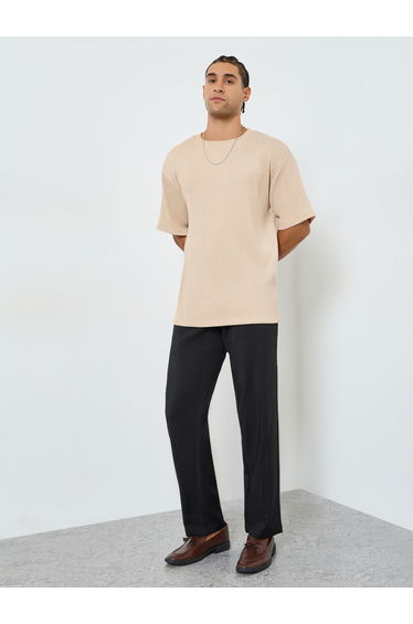 Men Oversized Crinkle Textured T-Shirt