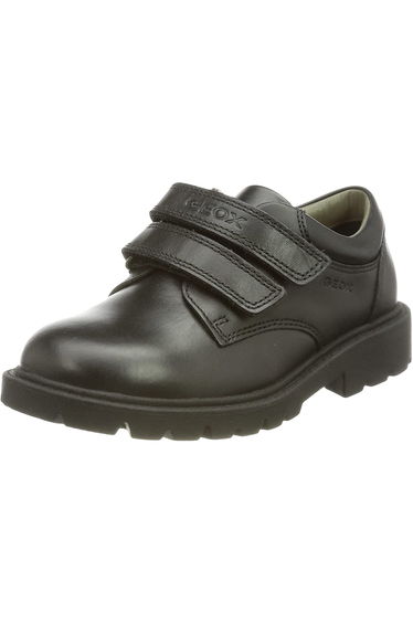 Geox Boys Shaylax Double Row Leather School Shoes - Black