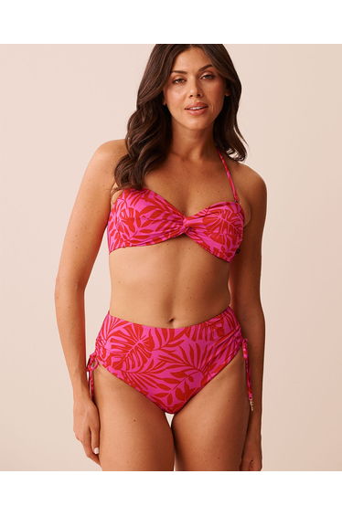 TROPICAL FUCHSIA Twisted Bandeau Bikini Top
