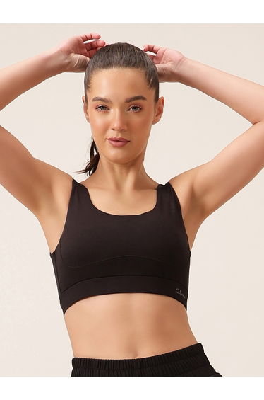 Black Medium Impact Sports Bra Removable Cups