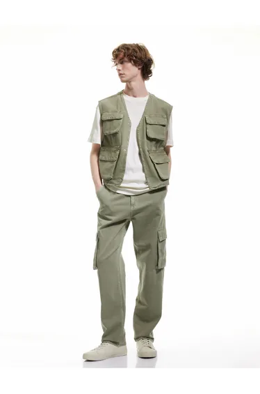 Cotton Straight Fit Jean Cargo Pants