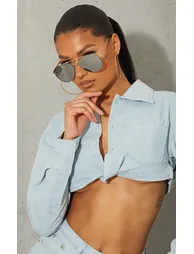 Silver Mirrored Aviator Sunglasses