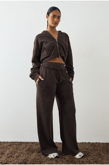 DSGN Studio Premium Heavyweight Washed Boxy Zip Through Hoodie - chocolate