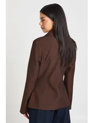 Wrap Asymmetric Blazer - chocolate - 2