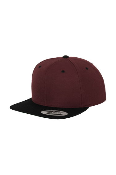 Yupoong Mens The Classic Premium Snapback 2-Tone Cap - Maroon/Black