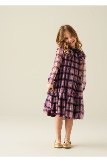 Cleo Check Mesh Dress - Pink