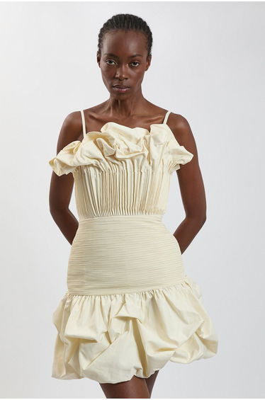 Petite Taffeta Ruffle Detail Mini Dress