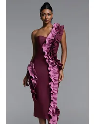 Gaia Chic Contour Strapless Ruffle Bandage Dress - 2