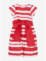 Girls Striped Classic Dress in Red - 2