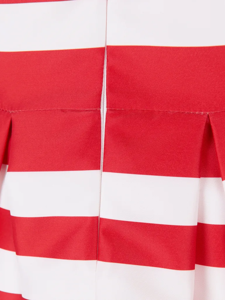Girls Striped Classic Dress in Red - 5