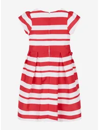 Girls Striped Classic Dress in Red - 3