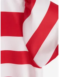 Girls Striped Classic Dress in Red - 4
