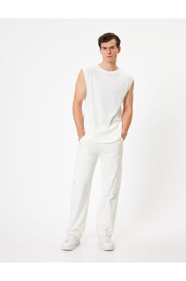 Sleeveless T-Shirt Basic Crew Neck Cotton