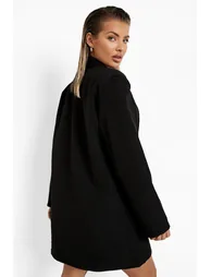 بليزر بتصميم واسع بأكتاف مبطنة بياقة عميقة - أسود - 1