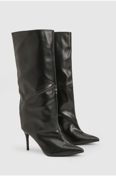 Wide Fit Extreme Wide Column Stiletto Knee High Boots - black