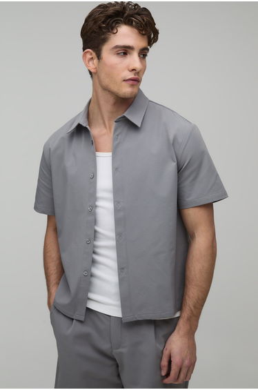 Regular Fit Technical Short Sleeve Shirt - grey